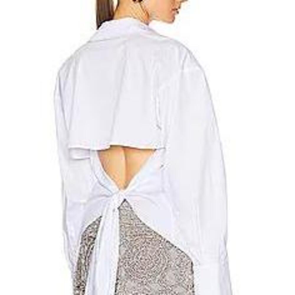 Simon Miller Loch Poplin Button Up Shirt In Macadamia in White